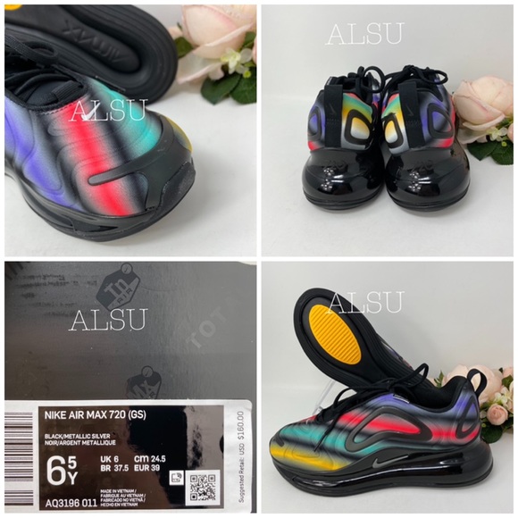 Nike Air Max 720 GS Black Color Mix k/W AUTHENTIC - Picture 7 of 8